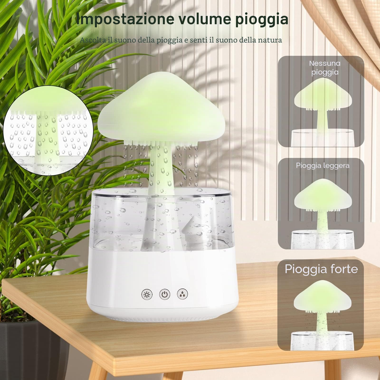 MIFXIN Raining Cloud Luce notturna Aromaterapia Diffusore di oli essenziali con 7 colori luci LED Micro Umidificatore Scrivania Fontana Comodino (bianco)