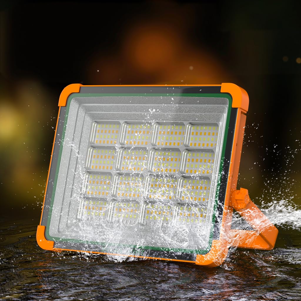 Frezon 【2025 1000W 】投光器 LED 超高輝度 作業灯 15000mah大容量 充電式投光器 ソーラー充電/Type-c充電 バッテリ残量ランプ搭載 IP66防水 P66防水防塵 5つ点灯モード SOS信号灯搭載 便携式 キャンプ ライト 5730個SMDチップ搭載 折り畳み式 車中泊 キャンプ 登山 夜釣り 防災 緊急 停電対策 屋外照明 防犯