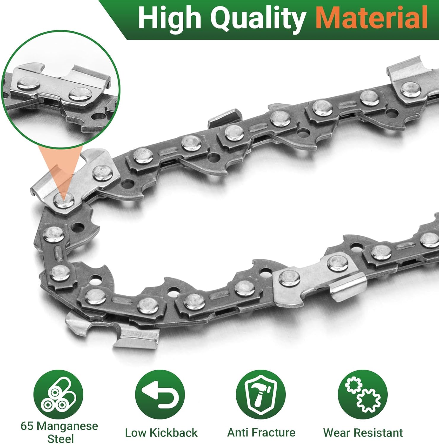 16" Chainsaw Chain, 2904402 Chain Saw Blade 3/8" LP Pitch 0.050" Gauge 56 Drive Links Fits for Greenworks CS80L01 CS80L211 CS80L2512 20232 SB410 CS60L252 CS60L02 2904402 Chainsaw (3 PCS)