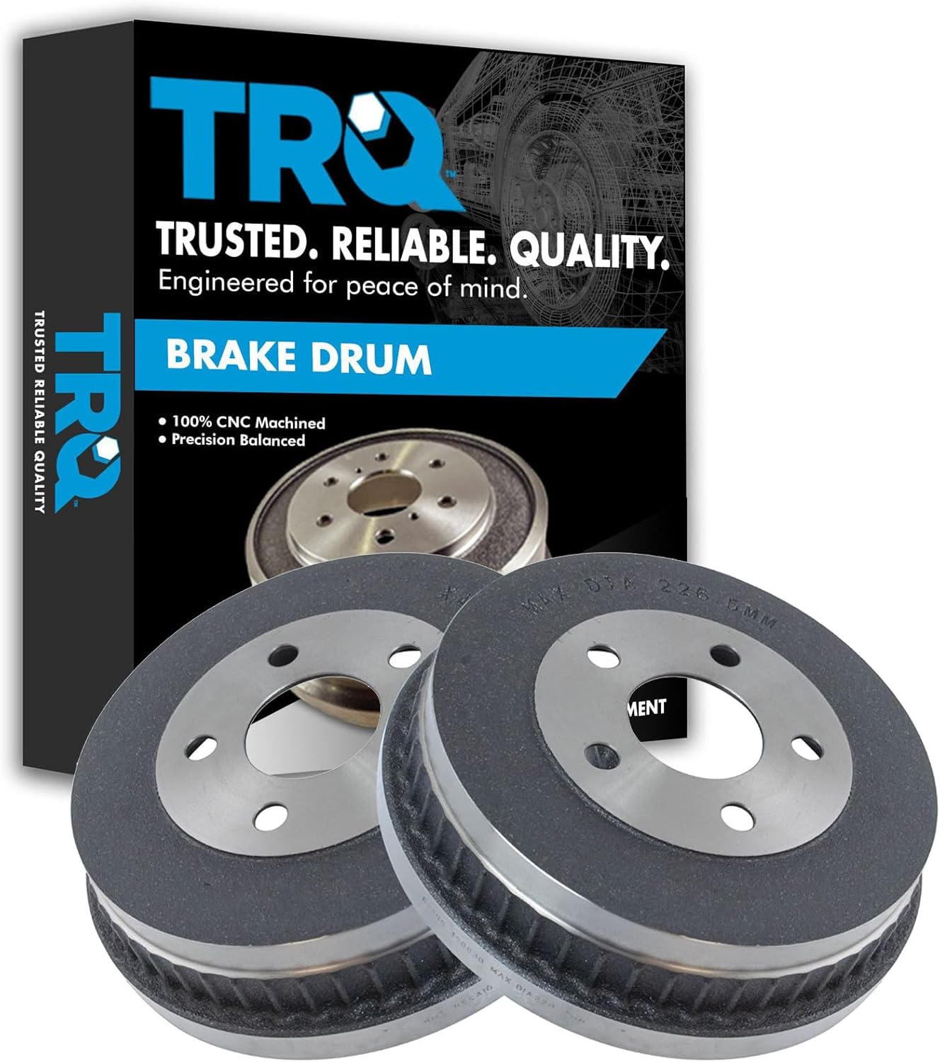 TRQ Rear Brake Drum Pair Set for 2007-2005 Mercury Sable / 2001-2007 Ford Taurus