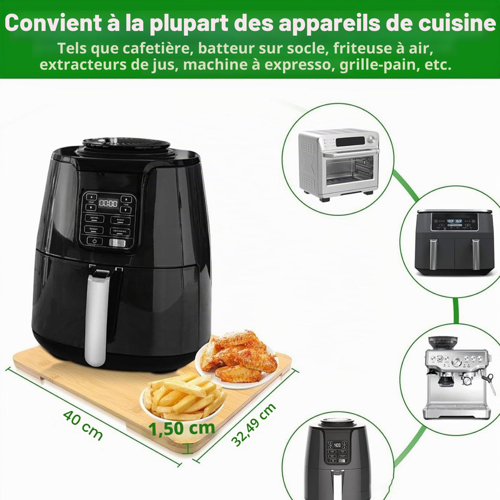 F Fityle Plateau coulissant pour cafetière, support de comptoir en bois, plateau pour appareils électroménagers, Couleur Du Bois