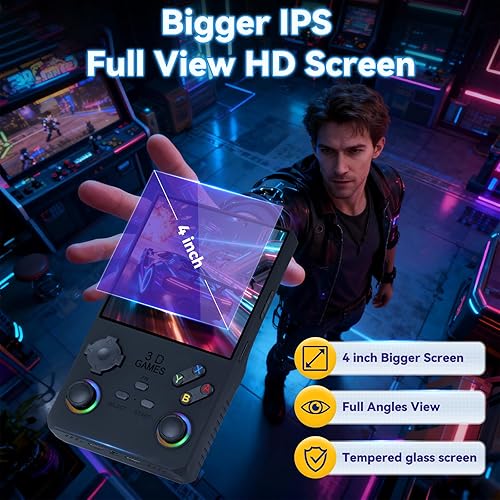 Miniatura 4 de Consola de juegos de mano retro V40 Max, tarjeta TF de 256GB con 40,000 juegos clásicos, pantalla IPS HD de 4.0 pulgadas, batería de 4000mAh,