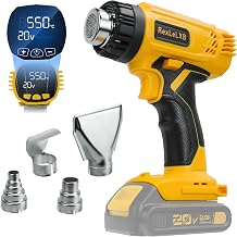 Cordless Heat Gun for DEWALT 20V Lithium-Ion Battery, Fast Heating 350W up to 1200°F (550°C), Overload Protection with 4 Nozzles for Crafts, Tubes