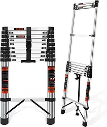 Escada Telescópica Extensível, Multifuncional, Dobravel, Extensiva, de Alumínio, Portátil, Carga Máxima de 150KG