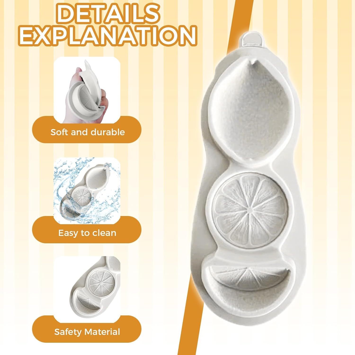 2Pack Lemon Silicone Clay Molds, 3D Lemon Silicone Mold
