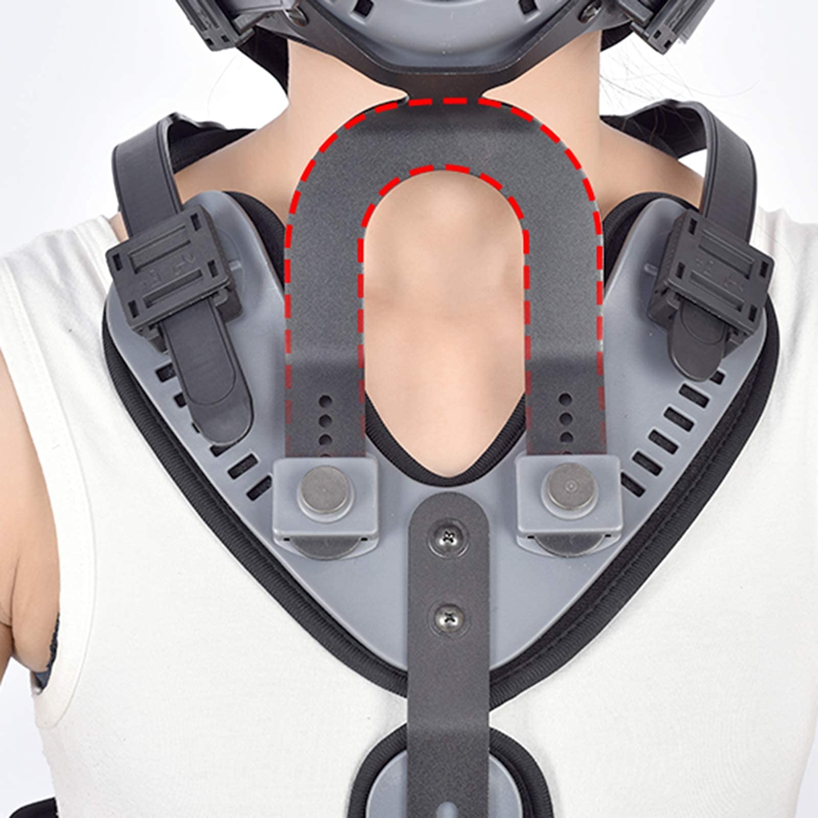 MRKU Ortesis Cervical torácica, Soporte Ajustable para Cabeza, Cuello y Pecho, Dispositivo de tracción Cervical, para Hombres y Mujeres.