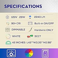 Vista 3 de Iluminación para debajo del gabinete de 42 pulgadas, luces LED cableadas para debajo del gabinete, regulables de 2240 lm de alto brillo, 3