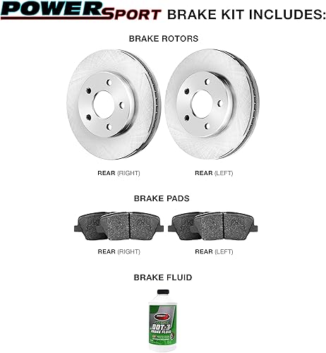 Miniatura 73 de Power Sport Kit de frenos y rotores traseros Pastillas de freno traseras Rotores y pastillas de freno Pastillas de freno y rotores de cerámica