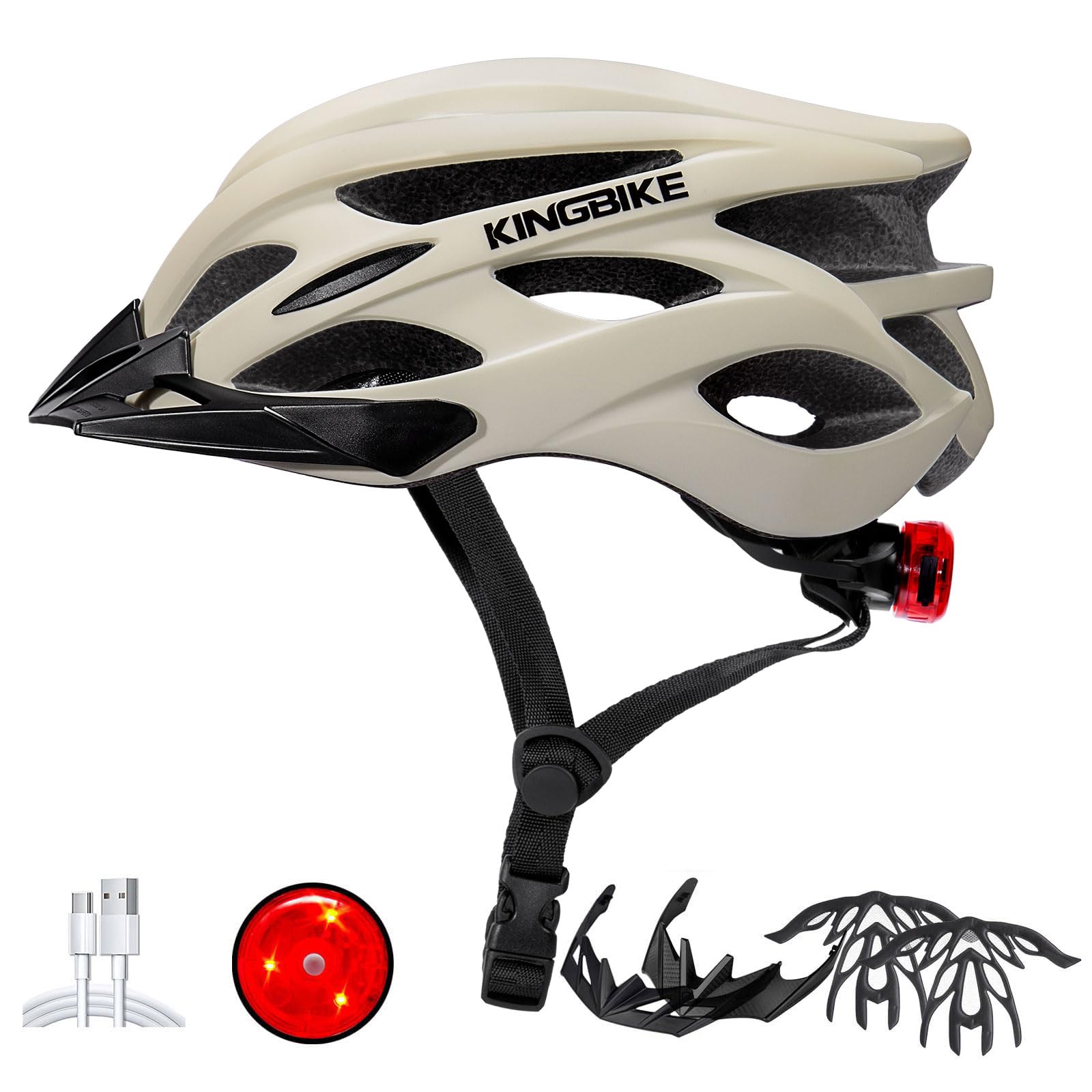 Casco de bicicleta ligero ajustable con visera y forro interior intercambiable para jóvenes, adultos, mujeres y hombres