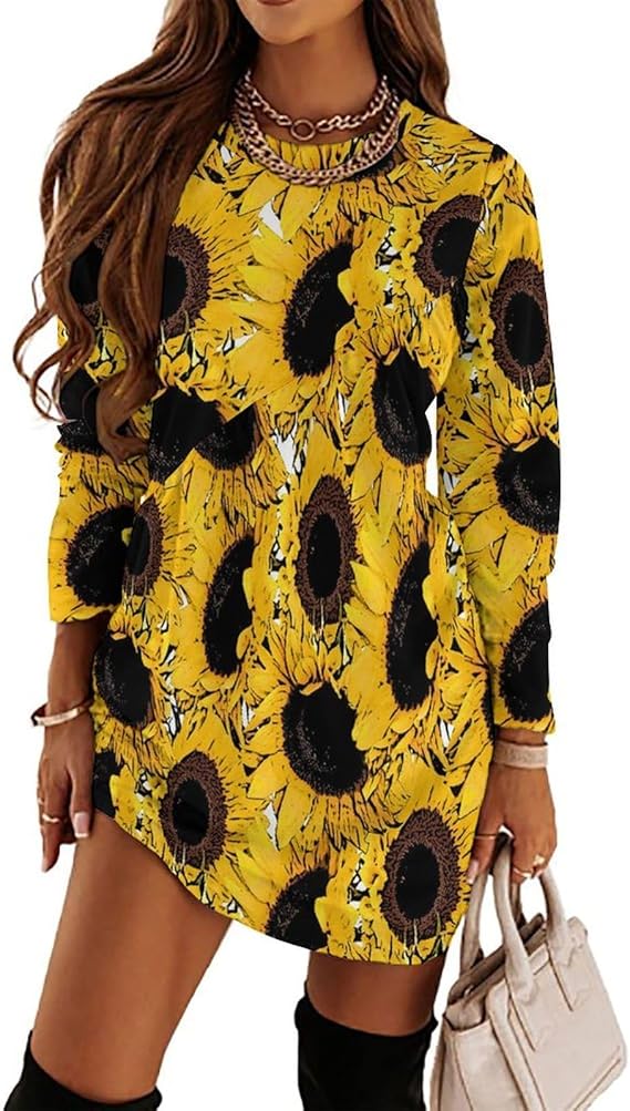 ケティ ひまわり柄 イエロー ロングワンピース M 新入荷☆ひまわり柄