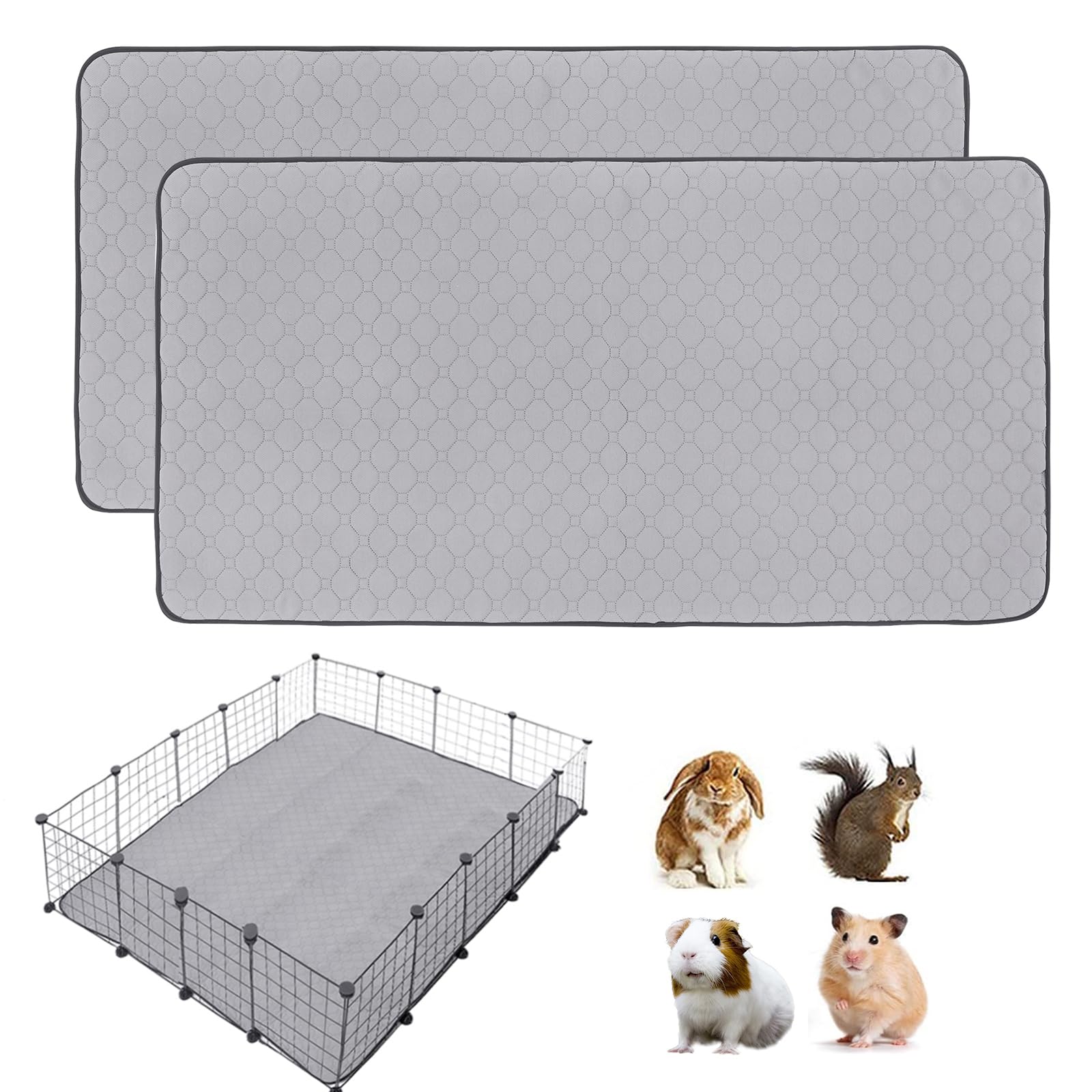 Meerschweinchen-Käfigeinlagen, waschbar, rutschfest, wiederverwendbar, super saugfähig, für Meerschweinchen, Urinierunterlagen, Fleece, für kleine Tiere, Hamster, Kaninchen, Chinchillas, Ratten, 122 x