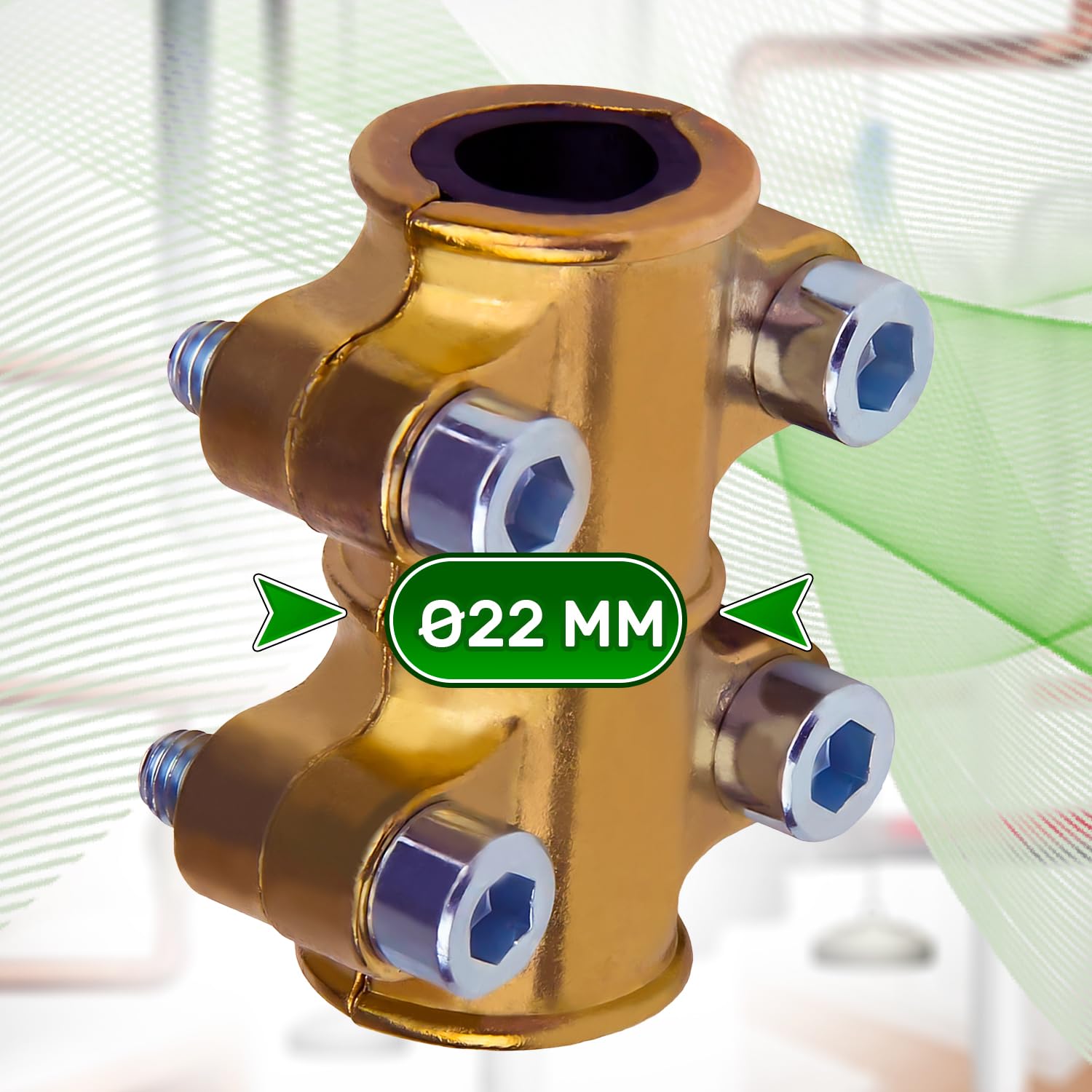 Plug Clamp diameter 22 mm Made of Brass for Copper Pipe - High Corrosion Resistance - ONIX TECH, Gold - Image 3