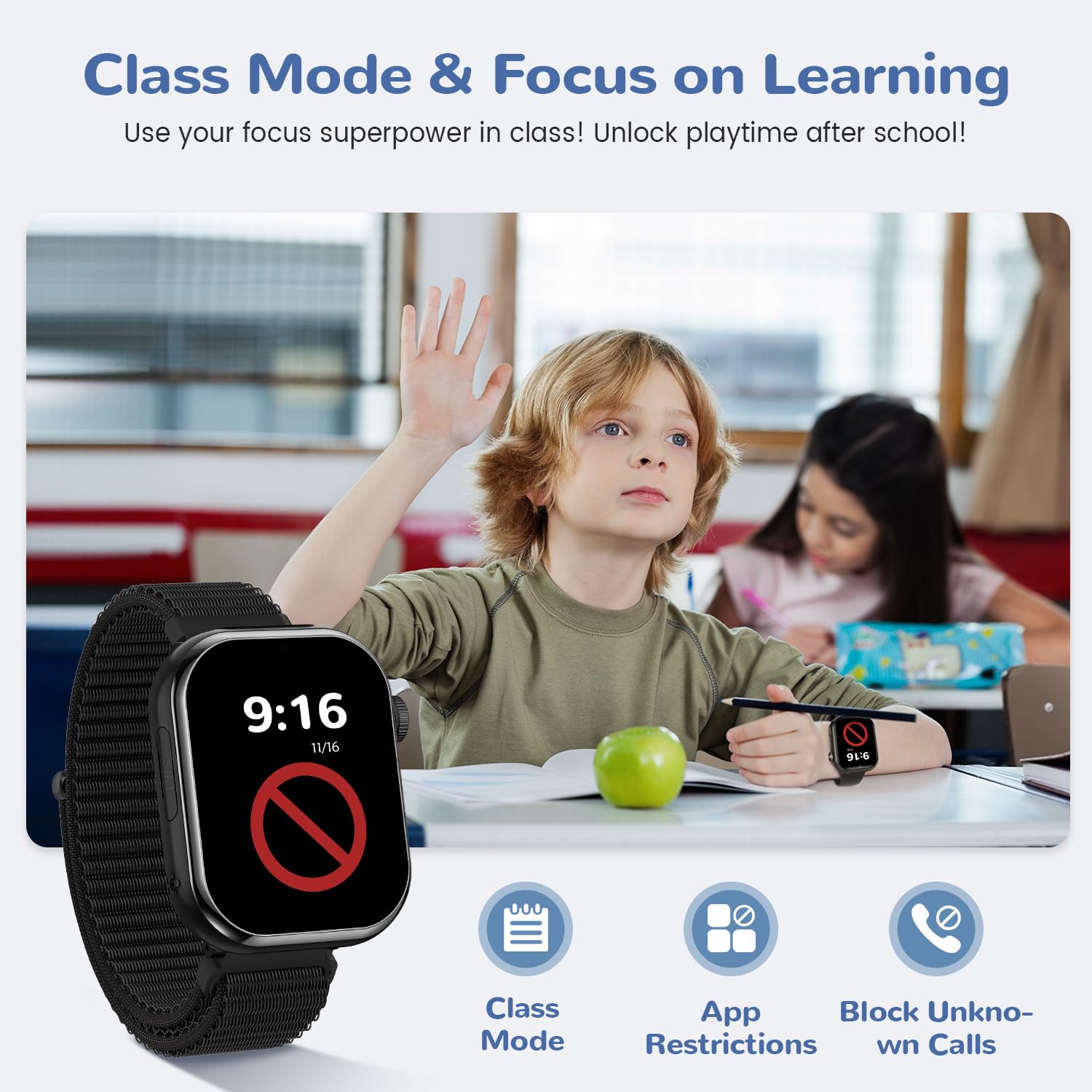 4G Reloj Inteligente Niño, 1.83''HD Smartwatch Niños con GPS y Llamadas, Batería de 800 mAh, Videollamadas y Chat de Voz, WiFi/LBS/SOS/SMS, Modo Escuela, Podómetro, Despertador (Negro)