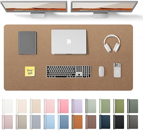 Miniatura 53 de YSAGi Protector de escritorio de piel, alfombrilla de oficina, alfombrilla grande para ratón, alfombrilla antideslizante de piel sintética, Azul