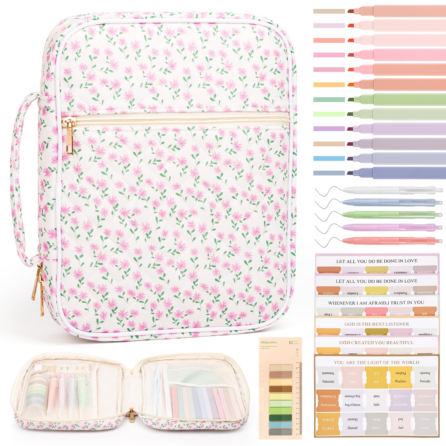 Bible Cover Case for Women Bible Bag w/Handles Bible Study Supplies