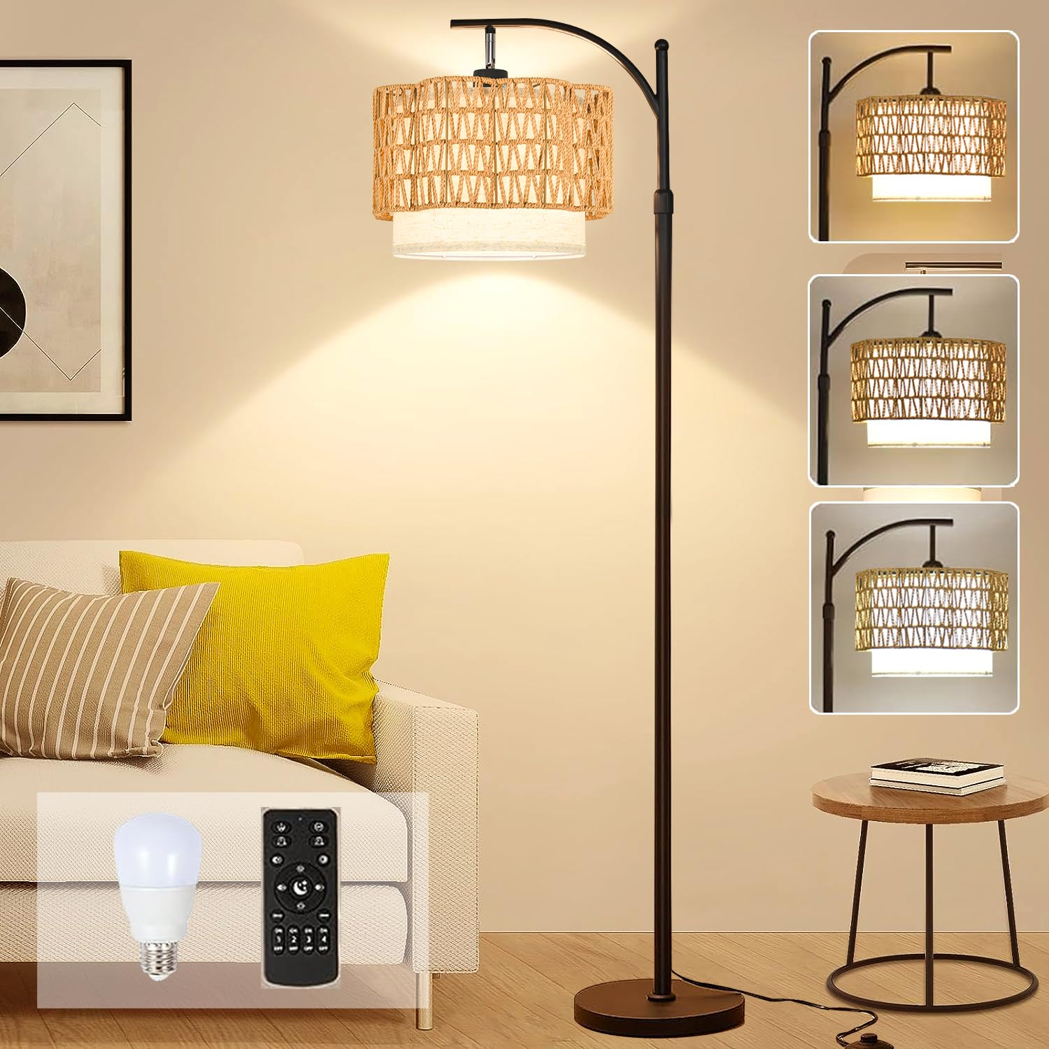 Floor Lamp for Living Room with 3 Color Temperatures,Farmhouse Led
