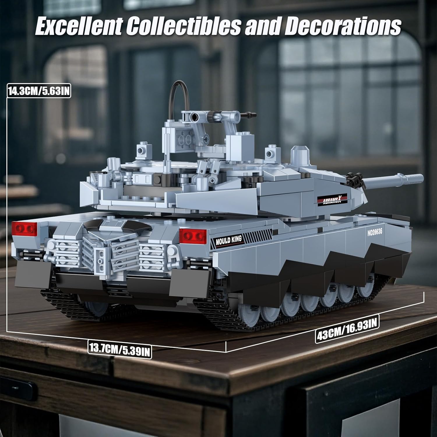 Mould King RC Tank WW2 Abrams-X Building Sets, 20036 Military Vehicles Building Kits, Army Tank Model Construction with APP/Remote Control, Collectible Model Tanks Sets for Teens 14+(1192PCS)