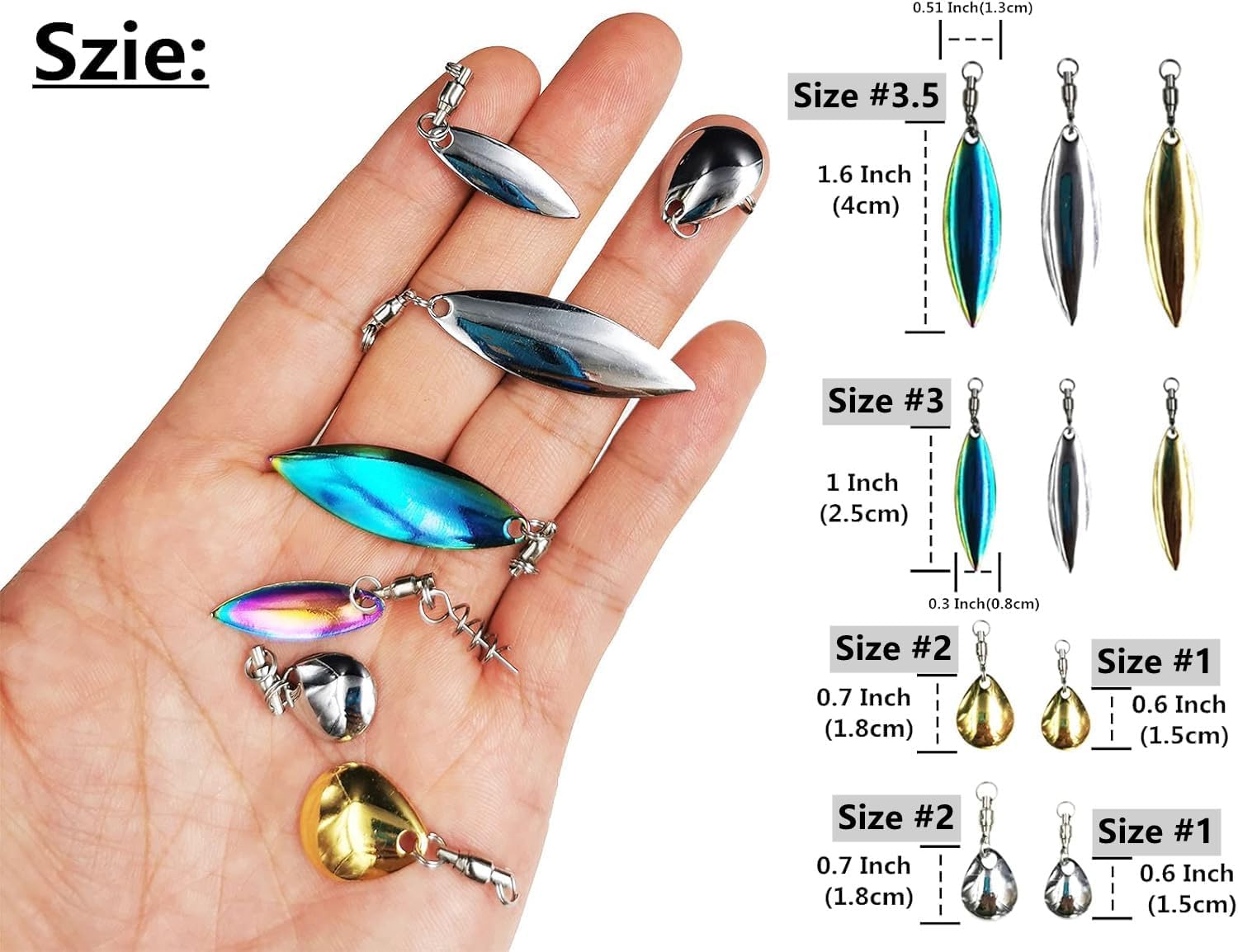 30pcs Tail Spinners Willow Colorado Blade Spin Lure Making for Senko Lures Worms Bass Fishing Soft Plastic Lures