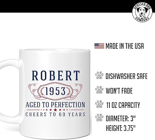 Miniatura 2 de Taza de café personalizada de cerámica blanca de 11 onzas con texto personalizado y iniciales de nombre, DYE Bernard, taza para café, personalizada