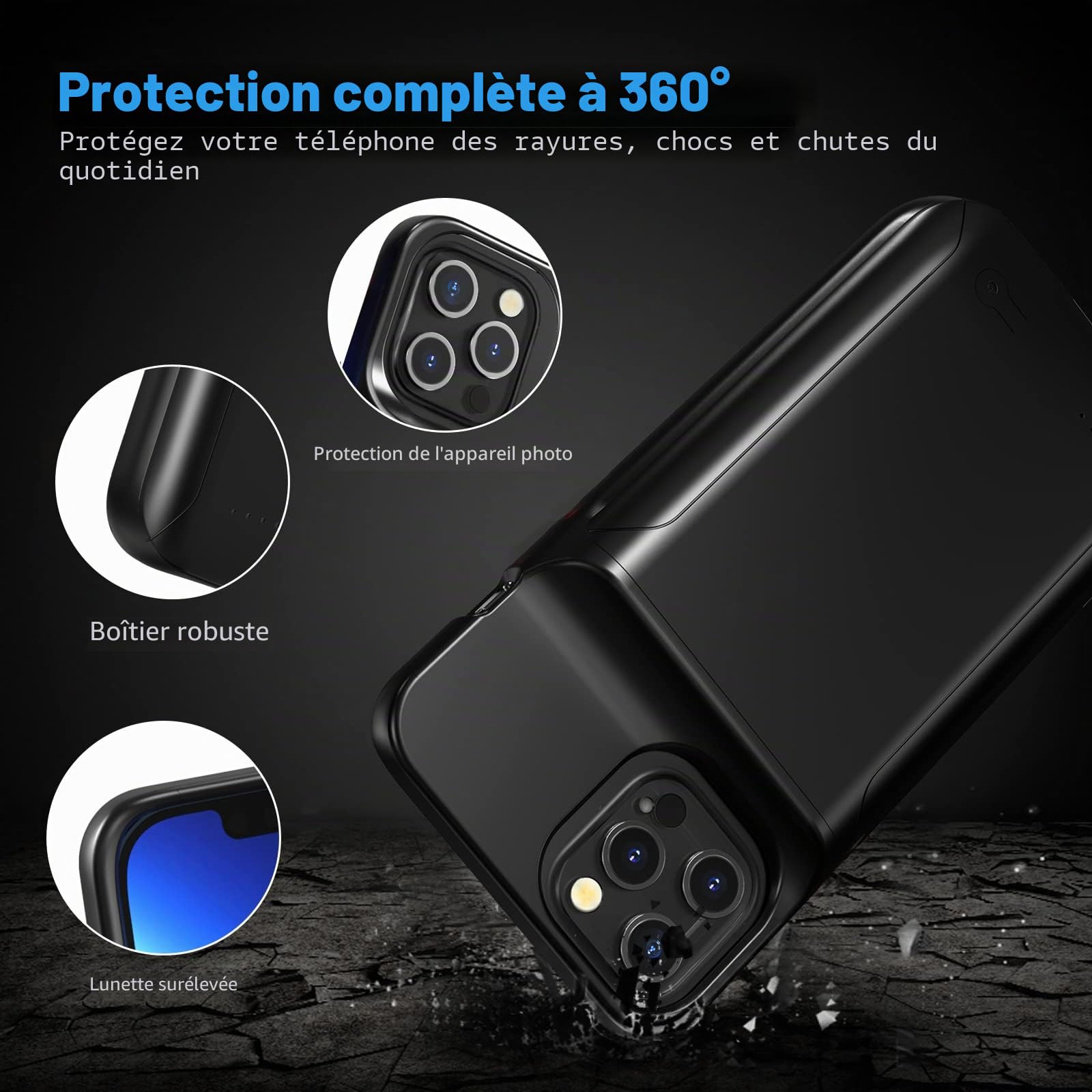 Coque de Batterie pour iPhone 14 Pro Max, 10000 mAh - Coque de Charge pour iPhone 14 Pro Max, de Charge Portable Fine et Rechargeable pour iPhone14ProMax 6,7"