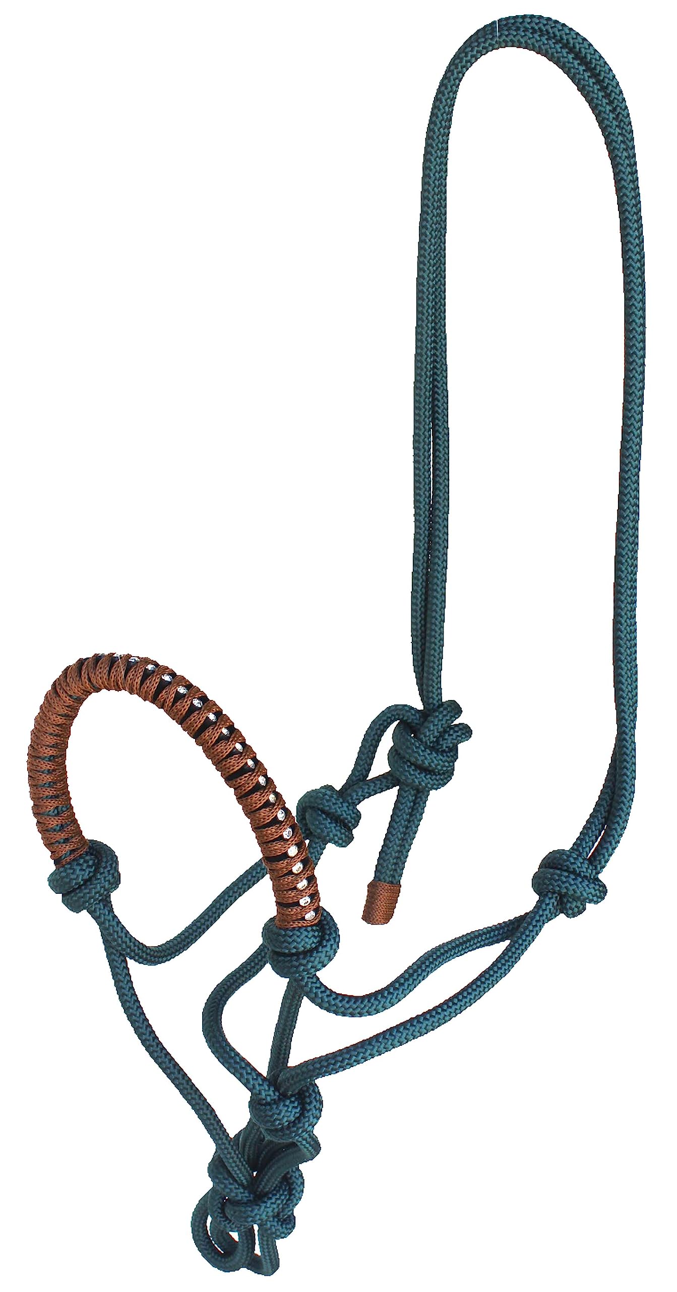 CHALLENGER Cob Nylon Braided Rhinestone Noseband Rope Halter Hunter Green 606SE21-C
