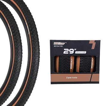 BWSHLF Replacement Mountain Bike Tires, 20/24/26/27.5/29Inch Size, 2 Pack Black Folding MTB Bicycle Tire, Black/Brown Side