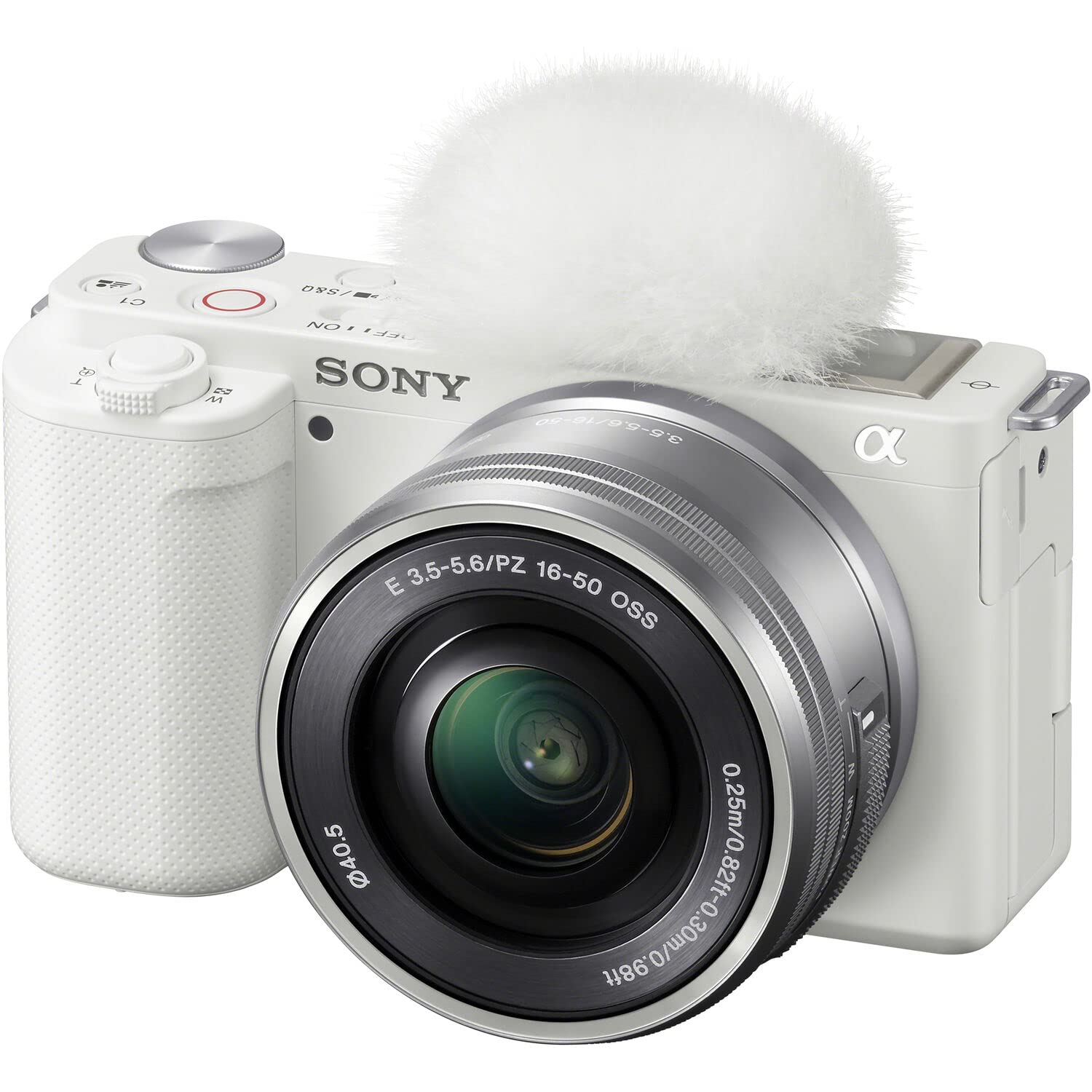 Sony ZV-E10 Mirrorless Camera with 16-50mm Lens (White) Vlogging/Video Creator Bundle with Portable LED Light, 64Gb Memory Card, Cleaning Kit + Accessories, ILCZV-E10L/W (Renewed)