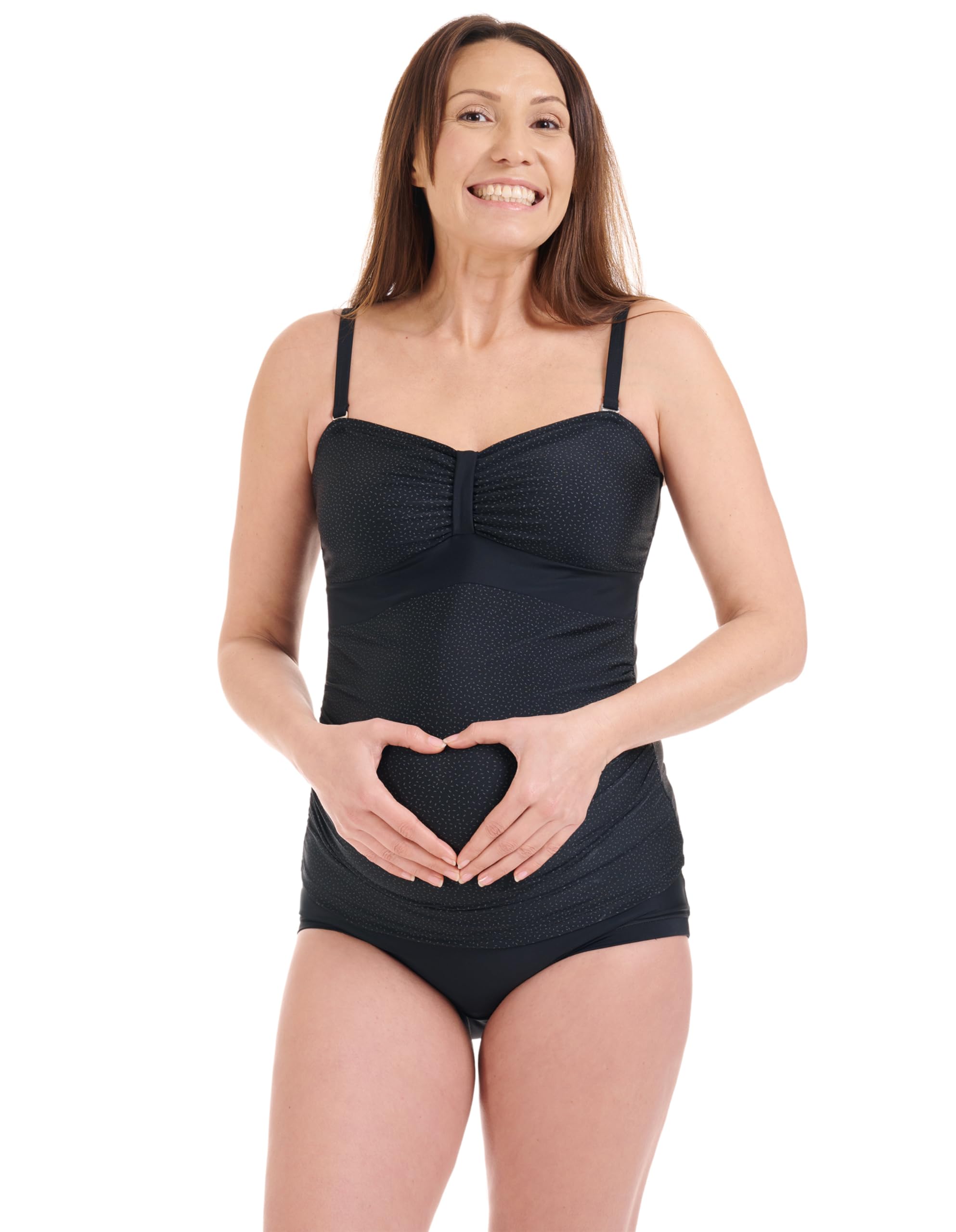 Herzmutter Tankini de Grossesse - Maillot de Bain de Maternité - Tankini de Maternité - Maillot de Bain pour Femmes Enceintes - Protection UV - 2 Pièces - 7000 (XXL, Noir - Pois)