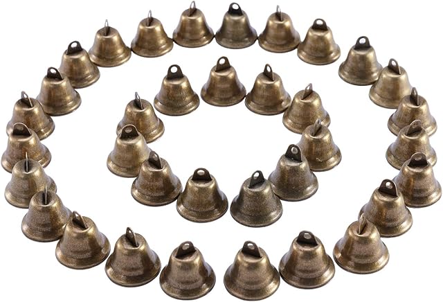 Vintage Bronze Jingle Bells 35PCS 38mm Christmas Craft Copper Bells Hanging Bell Ornaments for Wind Chimes Making, Housebreaking, Christmas Tree Decorations and Dog Potty Training
