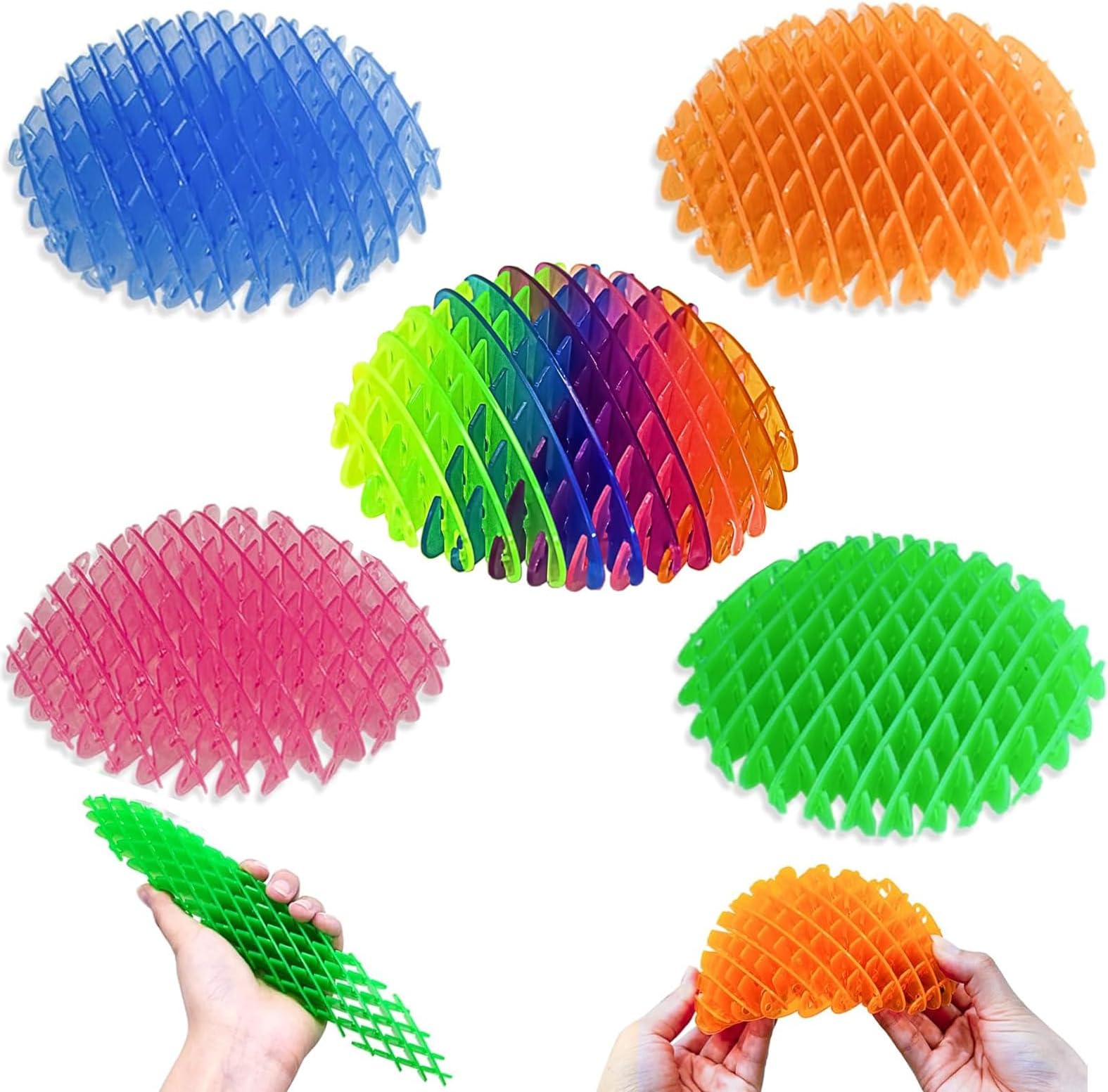 Fidget Worm Toy,Funny Pocket Fidget Toy,slug Fidget Toy,Fidget Toys for Kids & Adults,Resistance Fidget Toys Stress Anxiety Relief,3D Elastic mesh (Green+Blue+Orange+Pink+Color-5pc)