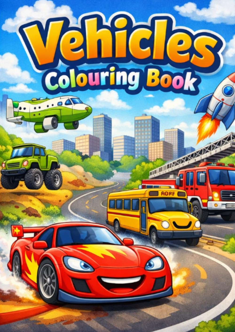 Kids Vehicles Colouring Book