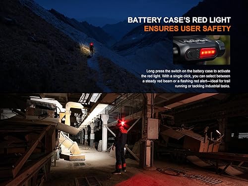 Miniatura 7 de Fenix HP12R-T - Linterna frontal recargable de 1300 lúmenes, diseño de batería dividida, modos de luz blancablanca neutraroja con organizador