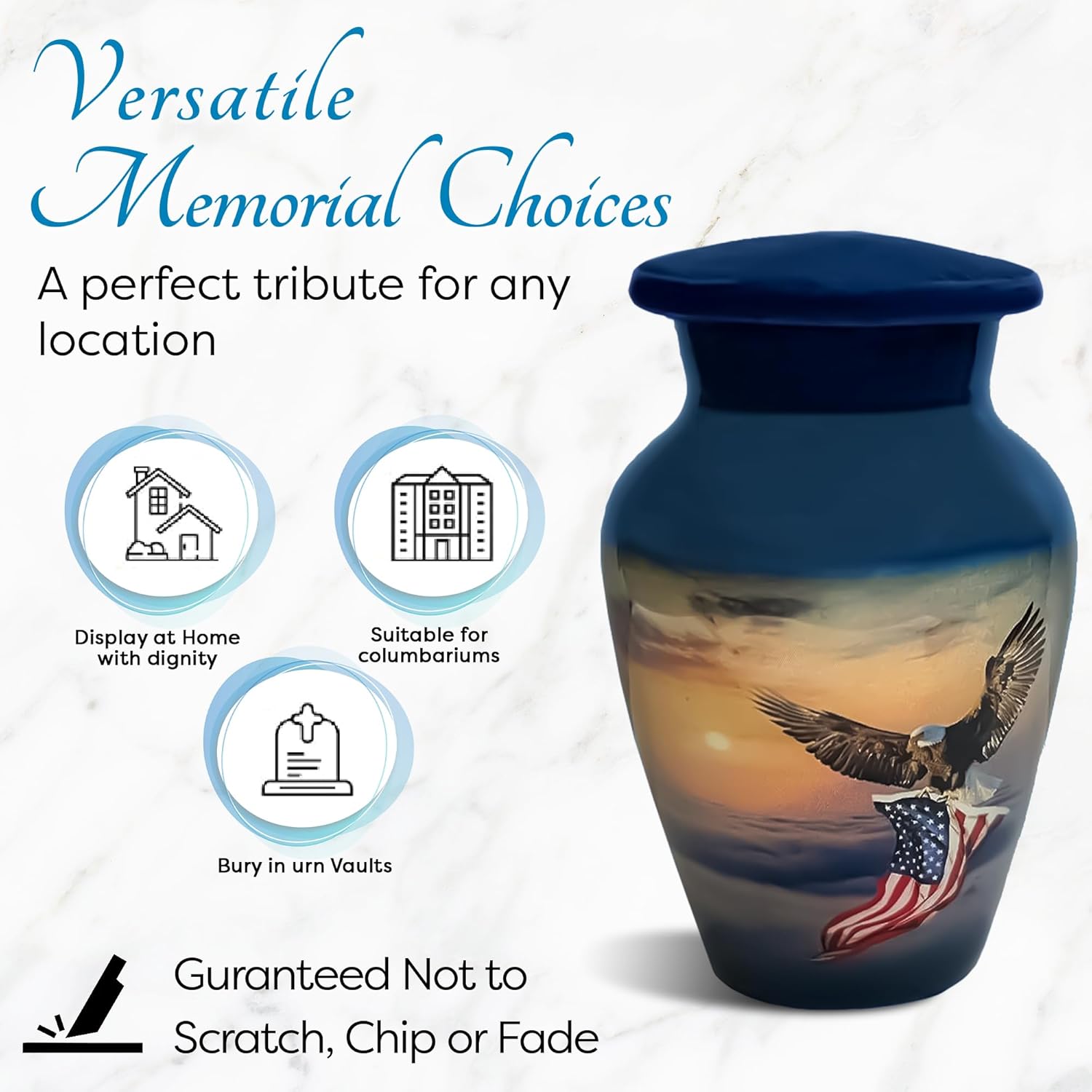Small American Flag Eagle Cremation Urns for Human Ashes Adult Male & Female Patriotic Urns for Funeral Burial Memorial Keepsake Urns Honor Your Veteran