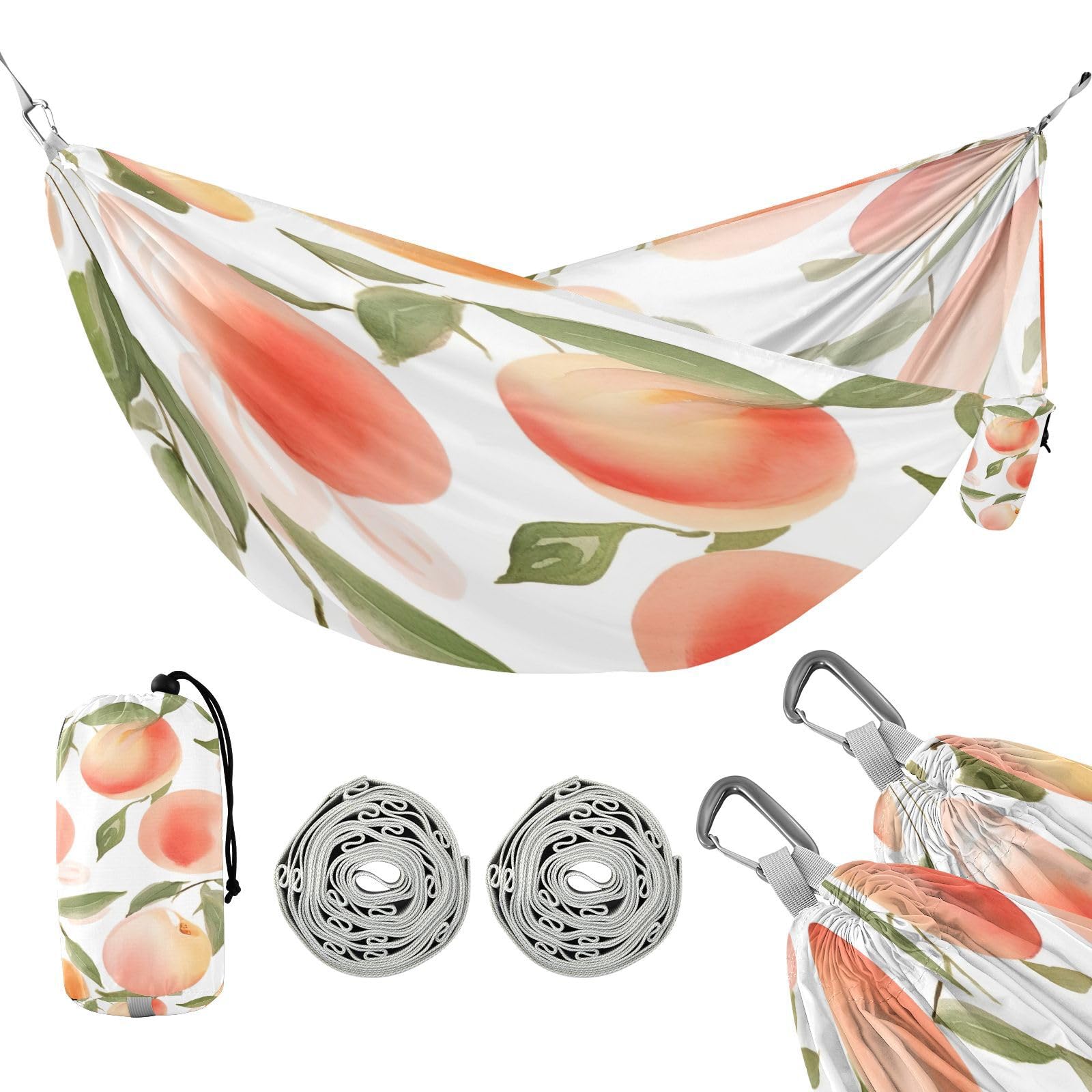 ATTX Pink Peach Camping Hammock - Lightweight & Portable Hammocks, Heavy Duty 330lbs Capacity for Indoor, Hiking, Backpacking, Travel, Backyard, Beach#301