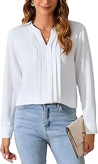 Sponsored You’re seeing this ad based on the product’s relevance to your search query.Learn more about this advertisement SPRING SEAON Damen Elegant Bluse Langärmliges V-Ausschnitt Jacke für Freizeit und Büro，Faltendesign vorne Chiffon Hemd