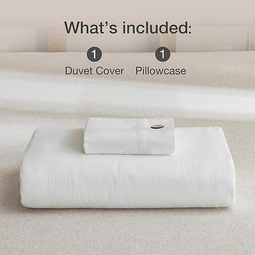 Miniatura 8 de JELLYMONI - Funda de edredón, 100 % algodón lavado con textura similar al lino, ropa de cama suave y transpirable, 2 piezas con cierre de botón