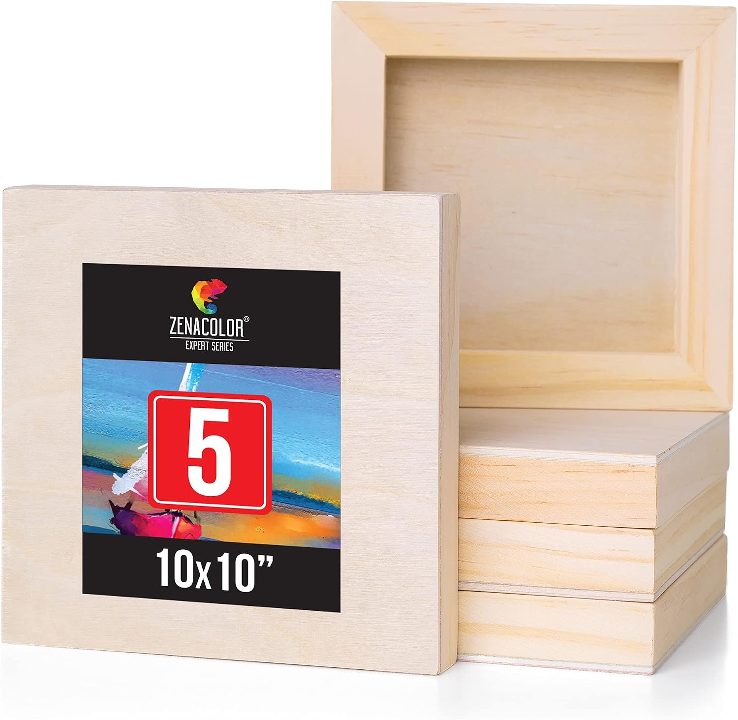 Wood Canvas Panels Set of 5-10x10 Inch - Pin & Betuna Wooden Canvases - All Types of Paint, Burning, String Art, Mixed-Media, Pouring, Wood Arts and Crafts