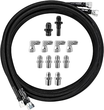 Transmission Cooler Lines - Upgraded 6AN 70-inch Automotive Replacement Black Nylon Braided Hose, Compatible with GM Chevy Ford Turbo 700R4 4L60E 4L65E 4L80E