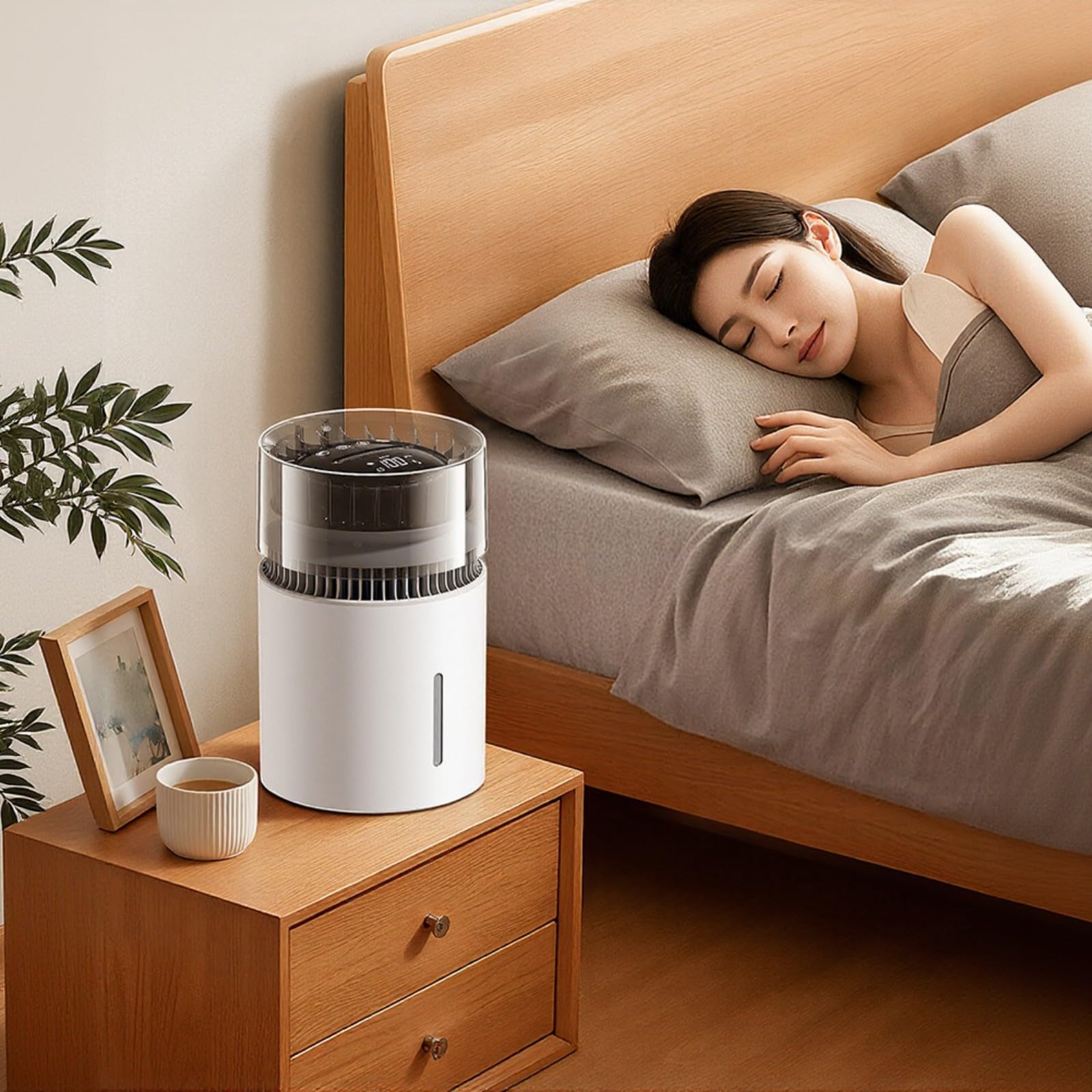 Negativo per umidificatore a ioni con grande capacità da 5 litri e regolazione a 100 livelli, per camera da letto e ufficio, silenzioso, alimentato tramite USB, nero (B bianco)