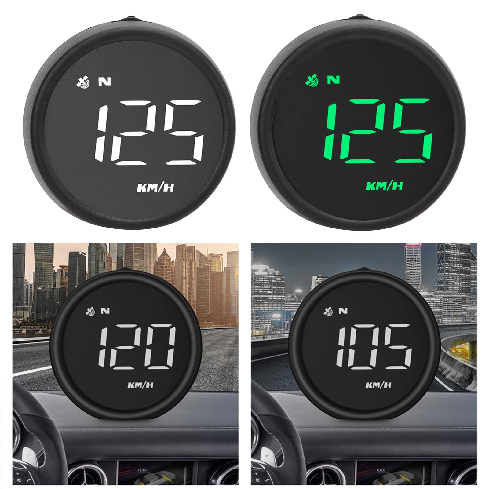 Universal GPS Speedometer, 2.6in HUD Display Multiple Function Overspeed Fatigue Driving Reminder Fit for Car Motorcycle SUV Van RV Bus(White)