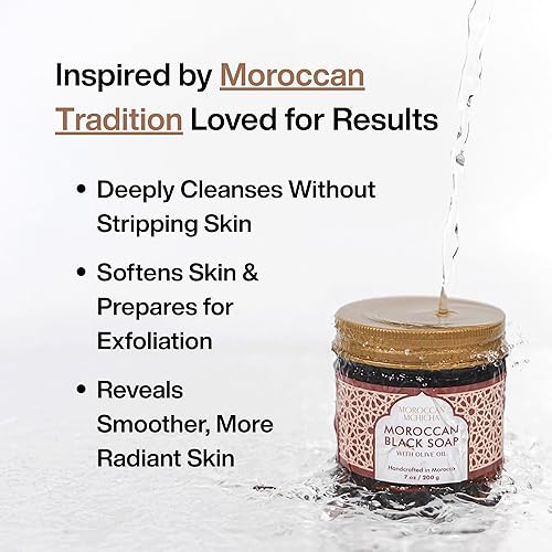 Miniatura 2 de Jabón negro marroquí con aceite de oliva, Hammam exfoliante natural negro Beldi, exfoliante corporal marroquí, tradicional Savon Noir (7 onzas)