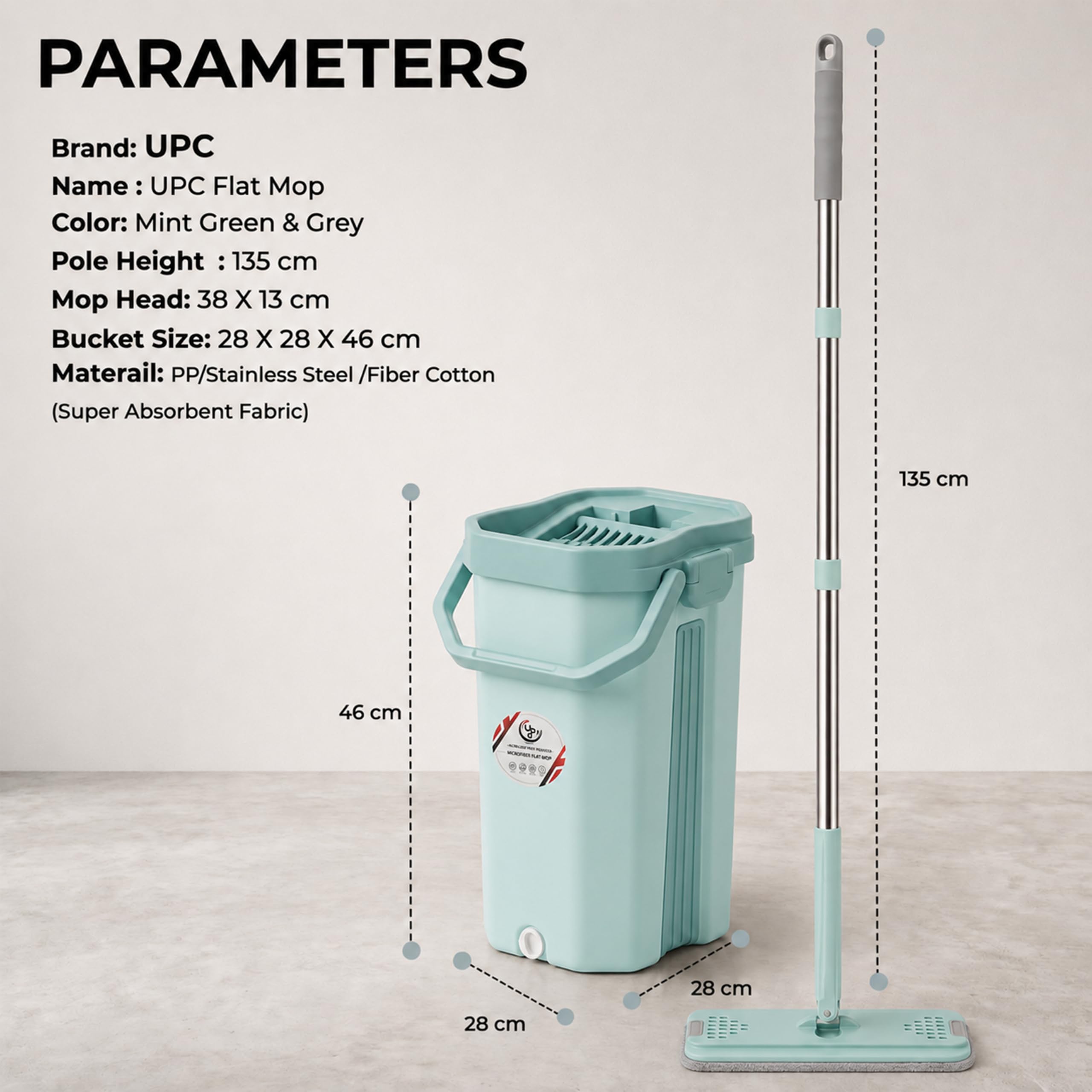 UPC 360° Rotating Microfiber Mop - Hands-Free Cleaning -9