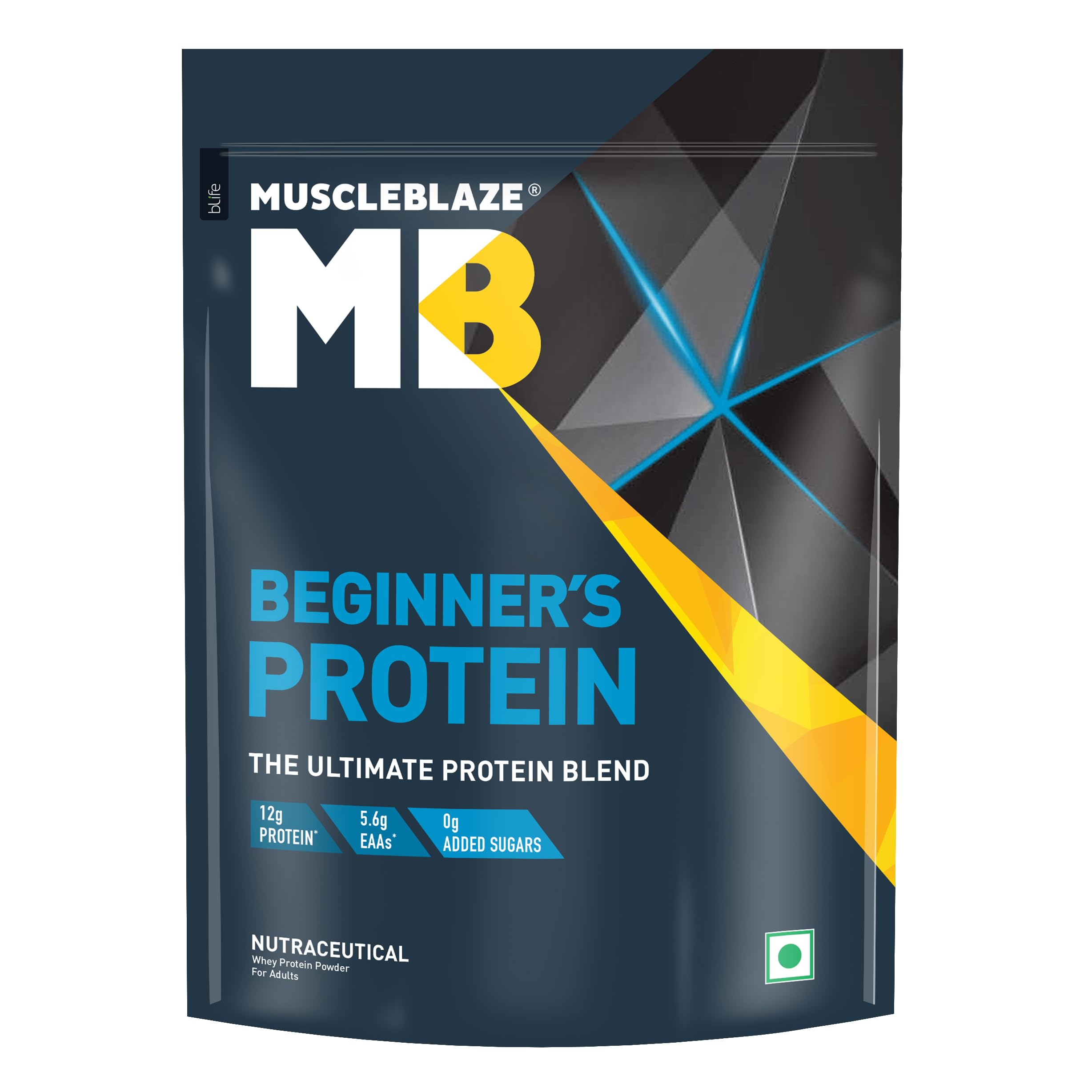MuscleBlaze Beginner's Whey Protein (Chocolate, 1 kg / 2.2 lb) No Added Sugar, Faster Muscle Recovery & Improved Strength