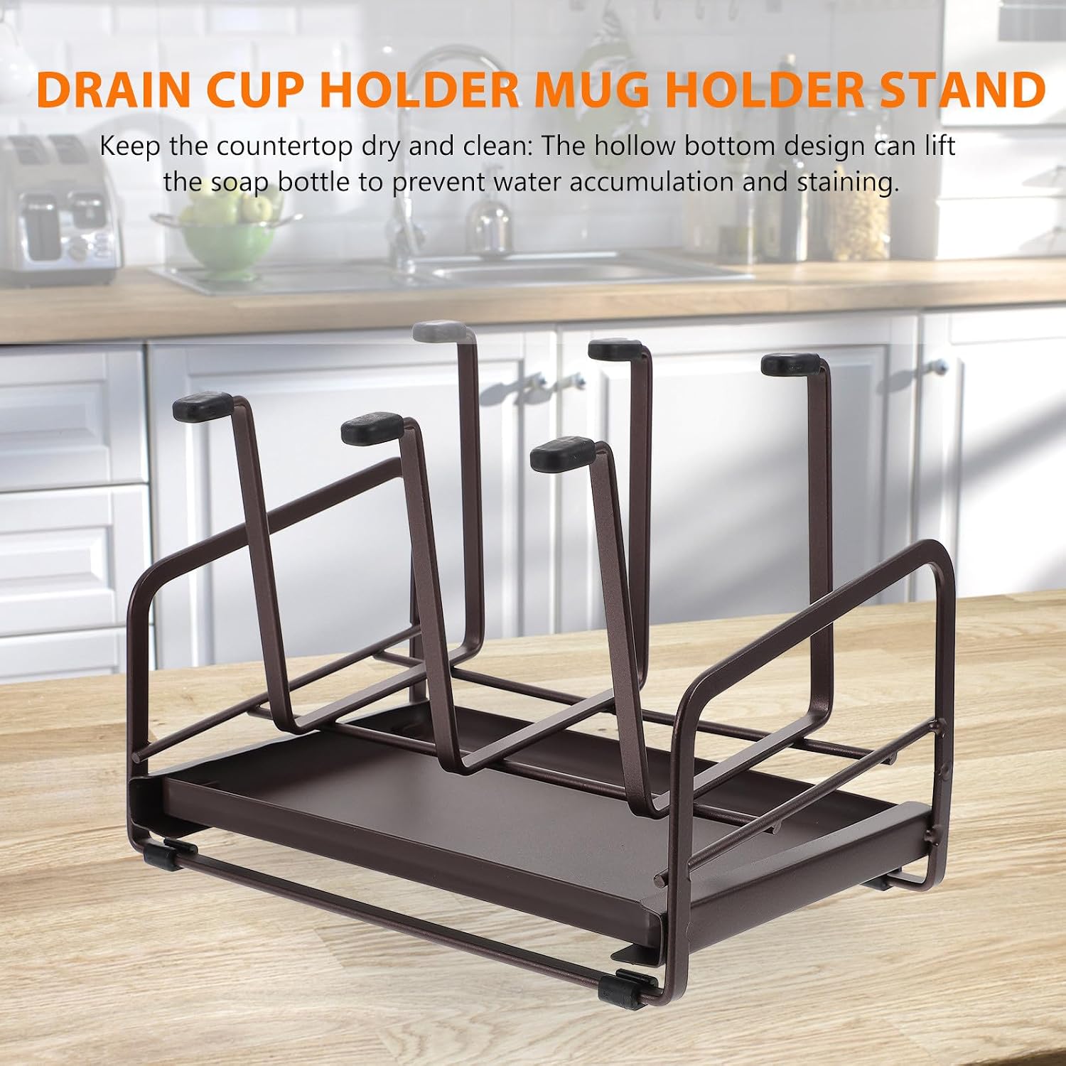 Creative Iron Cup Holder Drain Rack for Kitchen and Home Upside Down Mug and Glass Storage Organizer Bracket for Coffee Cups and Housewarming