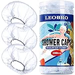 LEOBRO 100PCS Disposable Shower Caps, Shower Caps for Women Disposable, Clear Plastic Shower Cap, Plastic Hair Caps for Hair Treatment, Regular Size 17.3 INCH