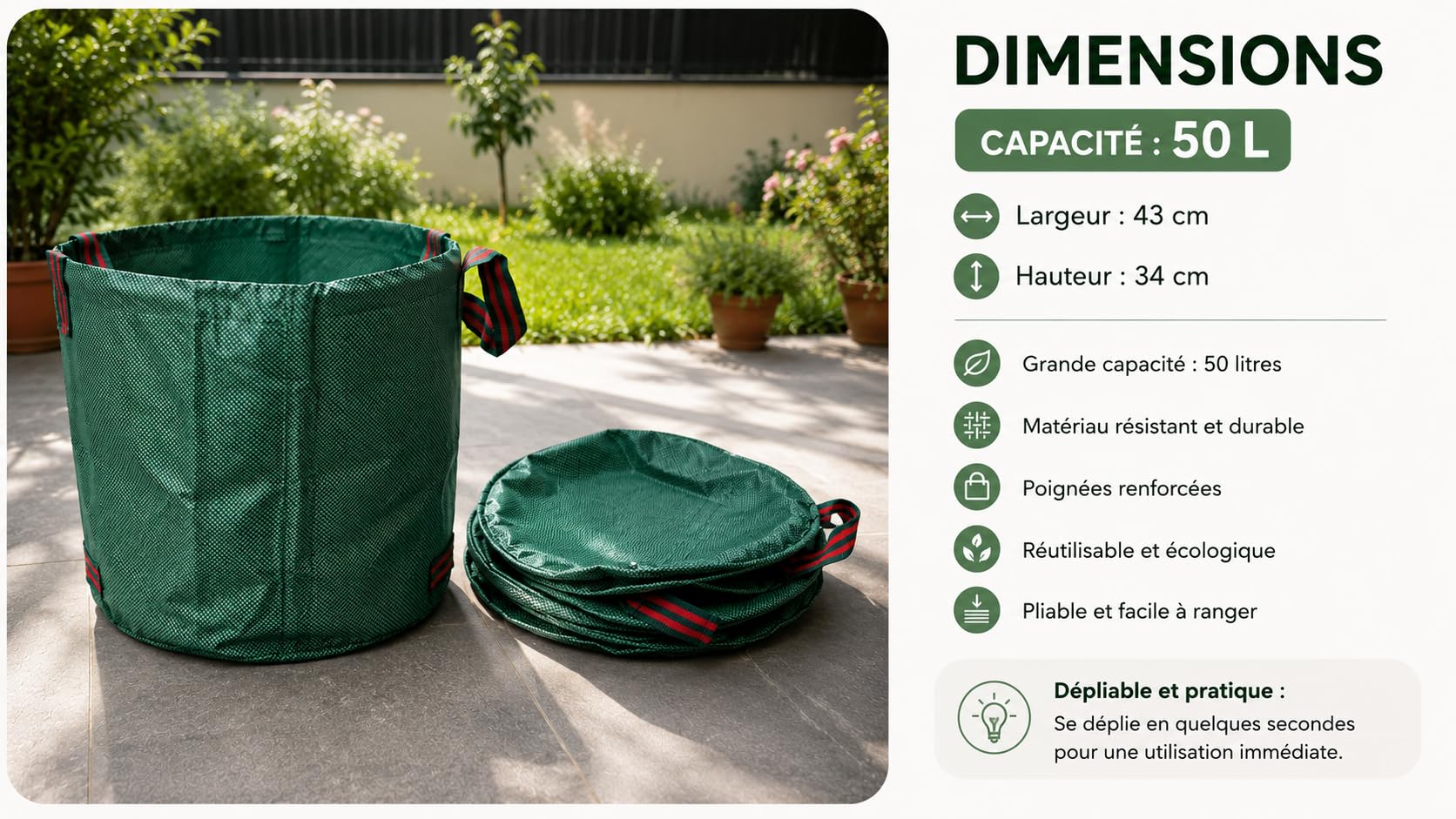 Kit Jardinage Ergonomique Verdorin – Tabouret Pliant + 12 Outils Acier Inoxydable + Sac + Gants + Genouillères – Jardinez sans Douleur au Dos ni aux Genoux