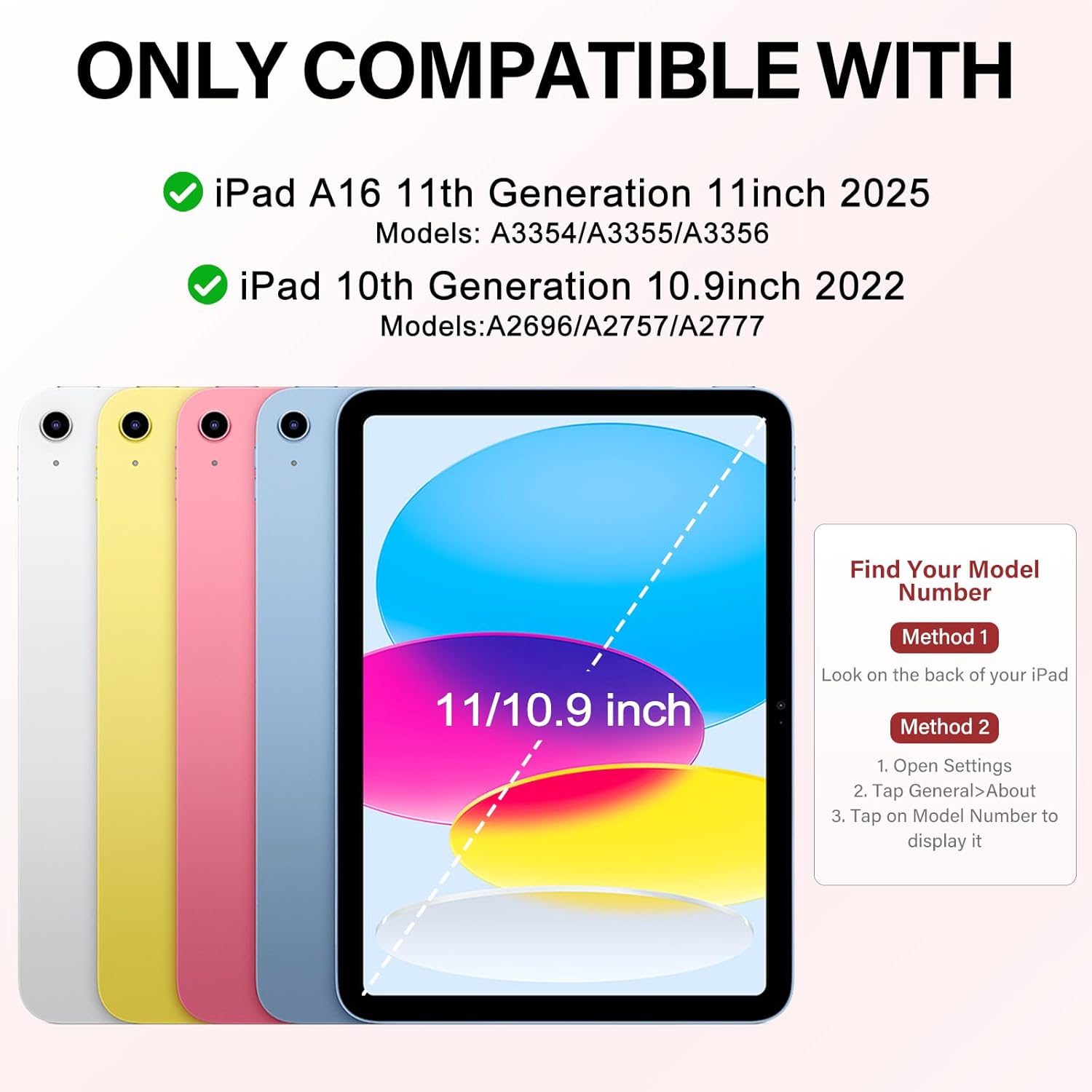 for iPad A16 Case with Keyboard: Detachable Wireless Backlit Keyboard Case, for iPad 10th Generation 10.9 11 Inch Case with Pencil Holder for Students, for Daily Learning (Baby Pink)