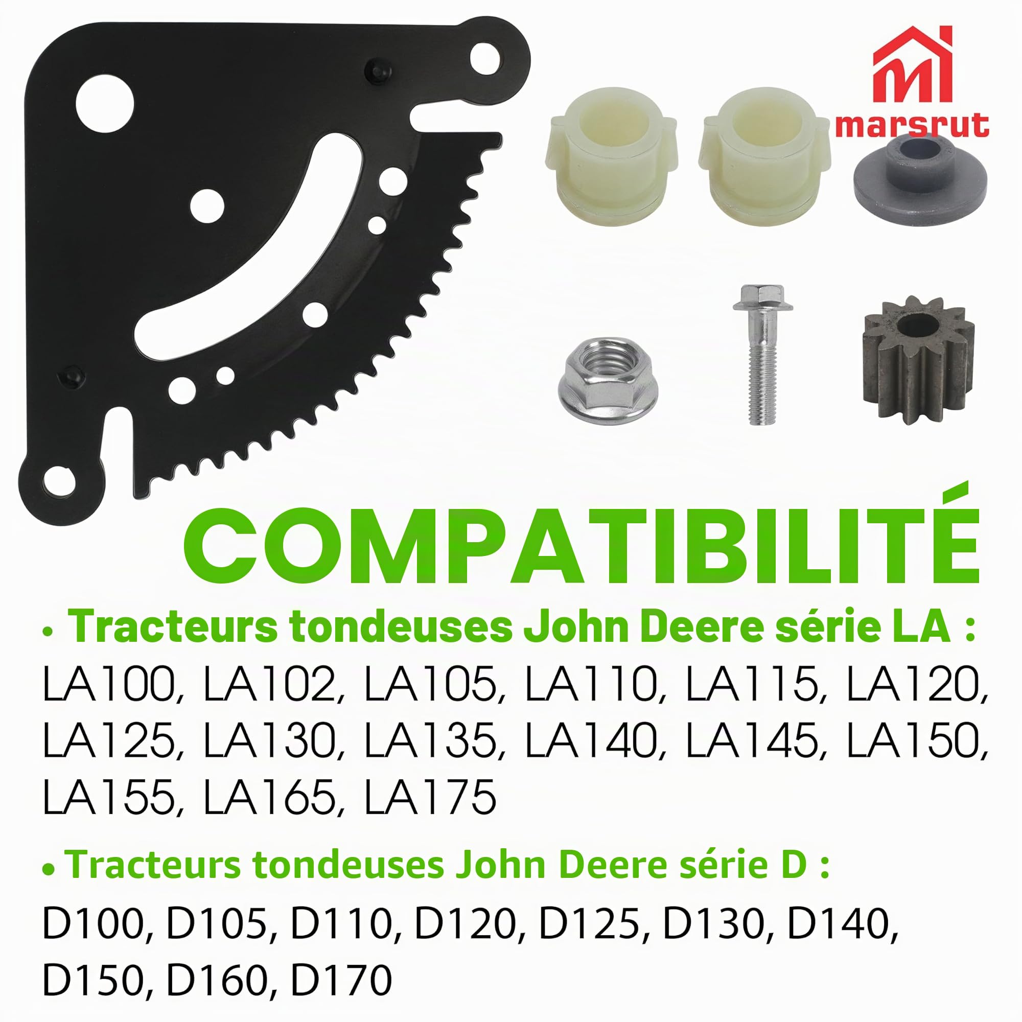 GX21924BLE Pièces de direction compatibles avec John Deere série D&LA, 19 dents, remplace D170 D105 D130 LA145 GX20053 GX20054 GX21994 105 115 125 D100 D110 D120 LA110 LA120 LA100, Kit de réparation