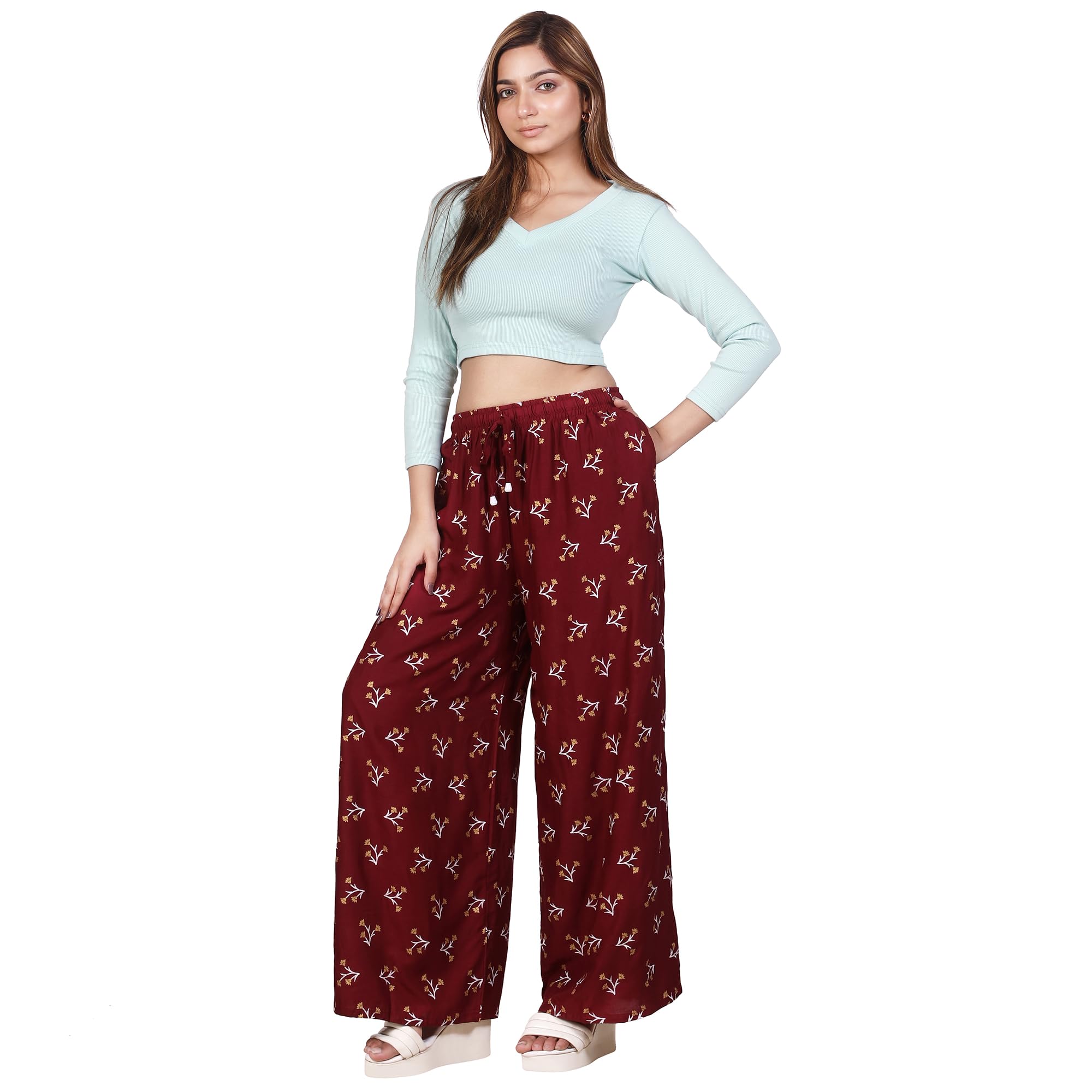 Women's Rayon Printed Pocket Palazzo, Free Size-picture-54