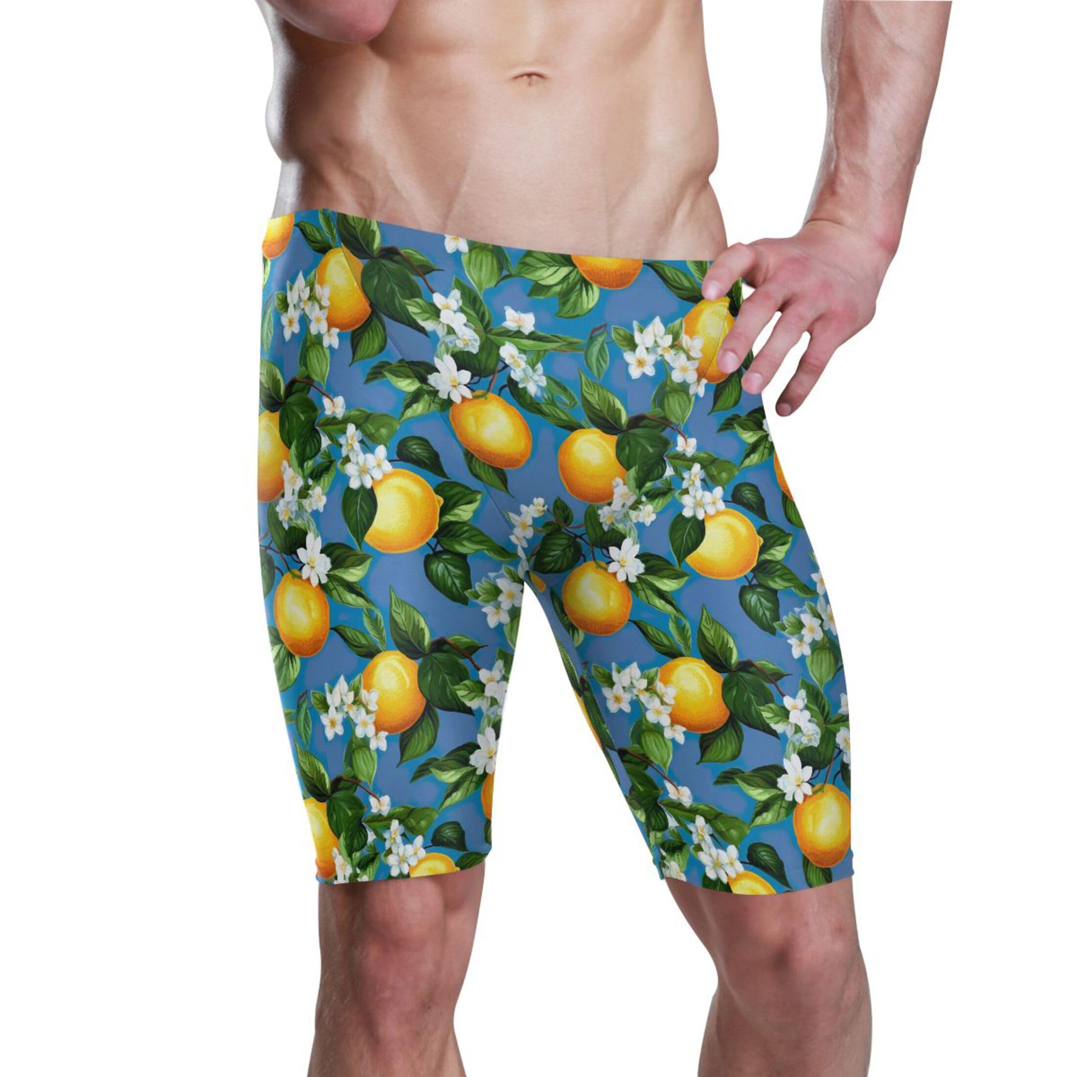 UMIRIKO Lemon Flowers Swim Jammers for Men Athletic Durable S B0401759